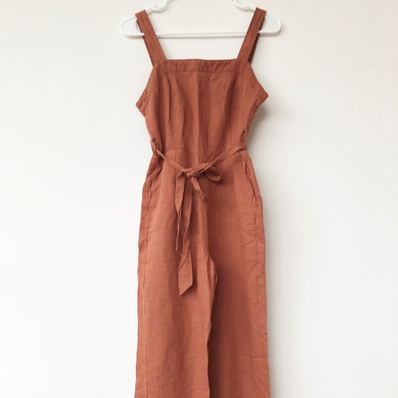 rust linen jumpsuit